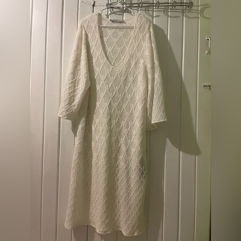 ZARA sheer midi knit dress-medium NWOT